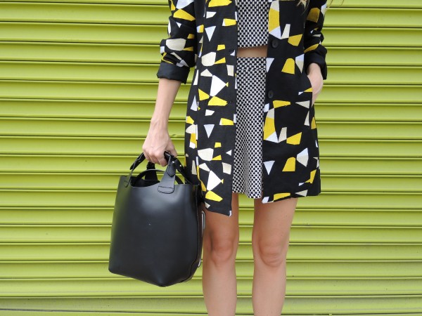 black white yellow coat vintage