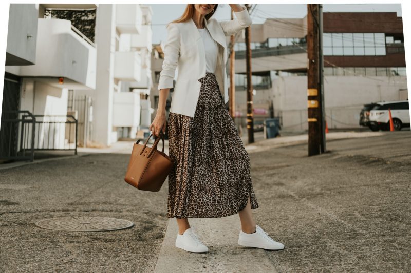 how to style a leopard midi skirt