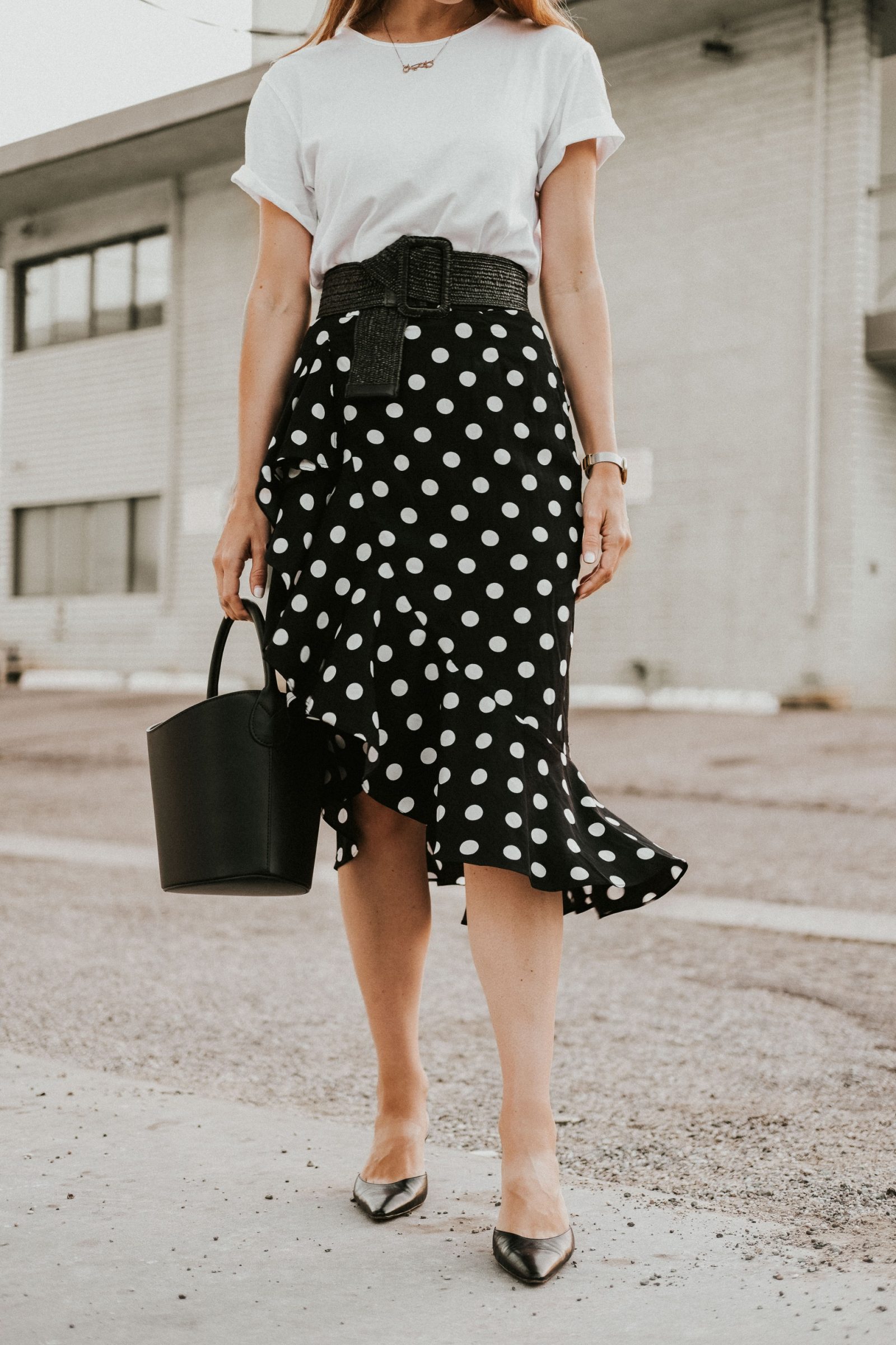 Black Polka Dot Midi Skirt: How To Style » shikshin